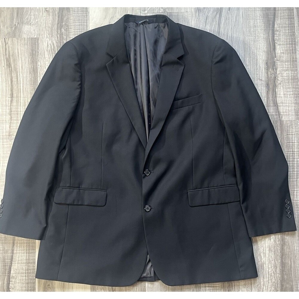 Croft & Barrow Men's Size 48L Blazer Jacket 2 Button Sport Coat Black Formal